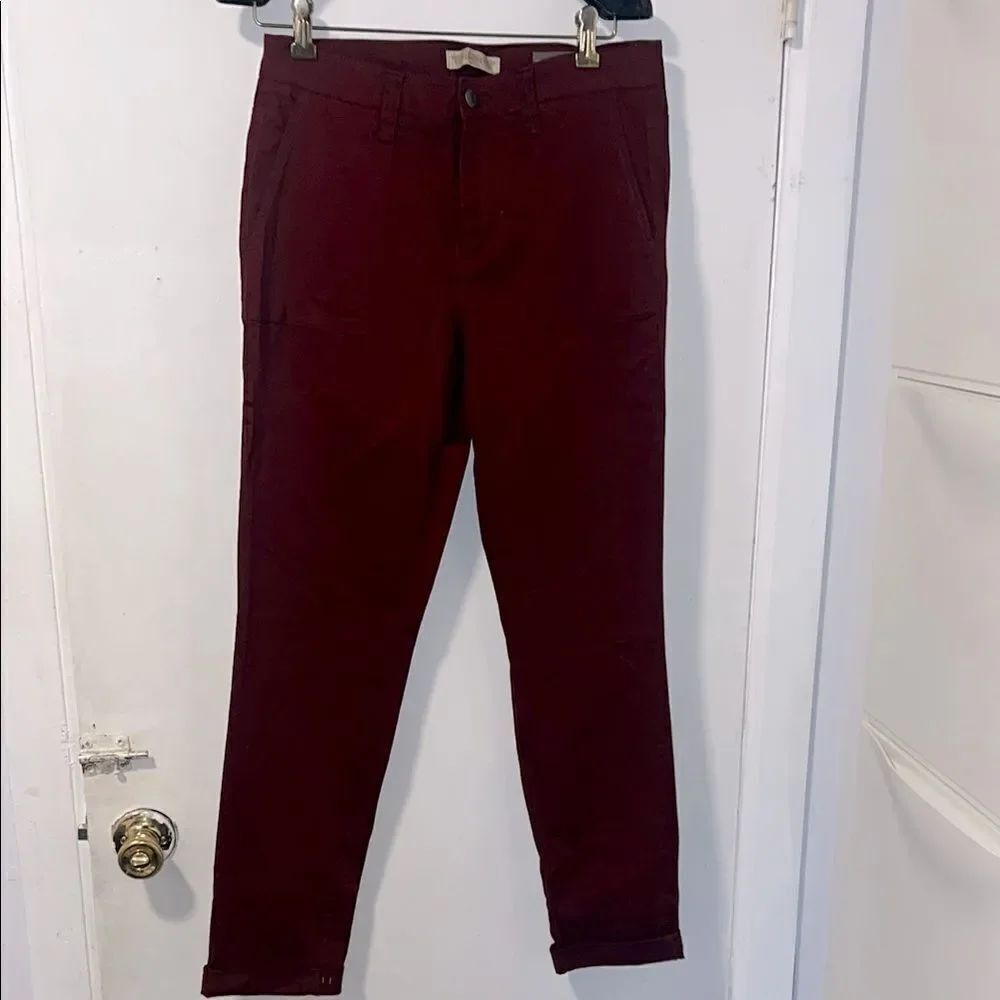 NINE WEST VINTAGE AMERICA Maroon Emma Aviator Pants-10